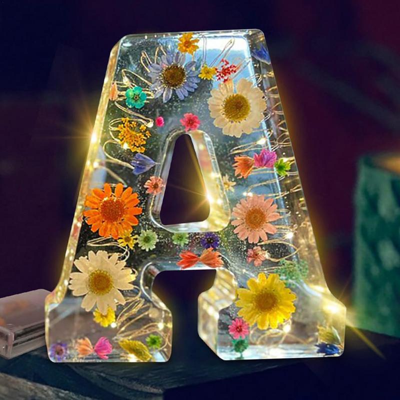 Floral 26 Letters Night Lights - Resin Art Alphabet ulasan dan harga